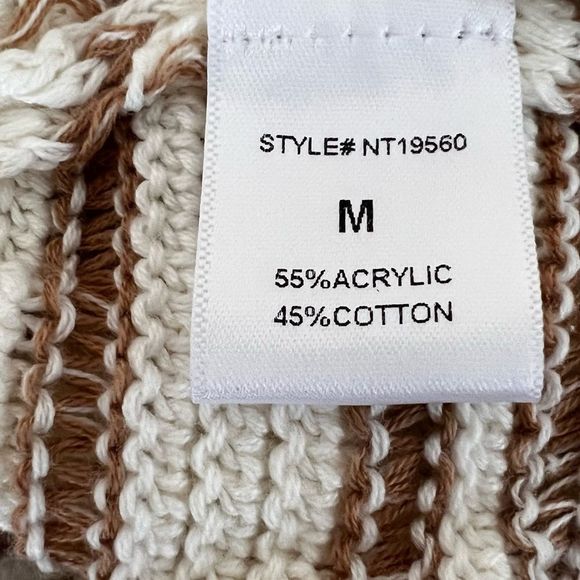 LUMINERE Womens Sz M Striped Sweater Cream and Tan NWT - Picture 7 of 9